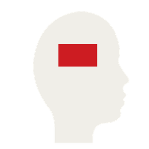 Silhouette of a head with a small red screen inside